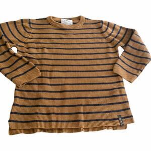 Zara Boys Brown Navy Striped Ribbed Sweater Preppy Classic Fall Winter Size 7